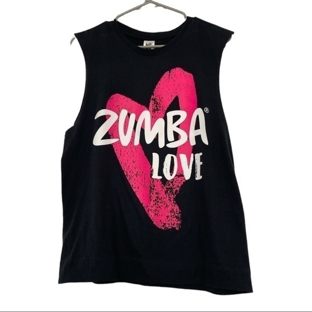 Zumba Black Muscle Graphic Shirt XS/S EUC #6239